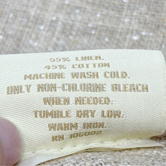 DOMAIN Beige Metallic Linen Blend Accent Lumbar Pillow Cover MR & MRS 13” X 26” - Picture 6 of 6